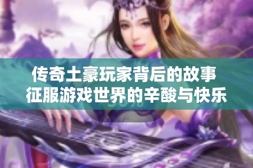传奇土豪玩家背后的故事 征服游戏世界的辛酸与快乐
